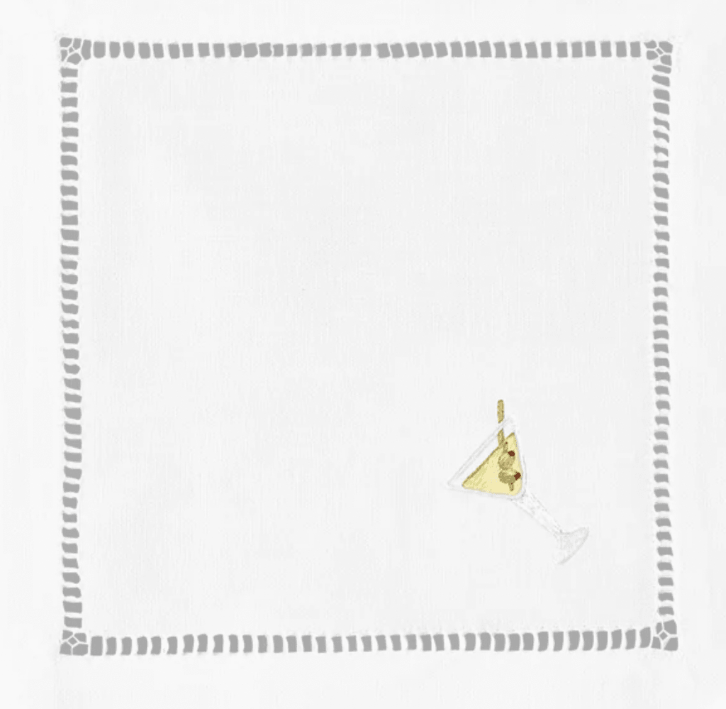 Set of 4 White Cotton Martini Cocktail Napkins - Cocktail Napkins - The Well Appointed House