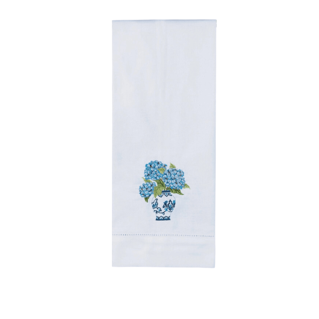 Set of 6 Blue Hydrangea Embroidered Hand Towels - Hand Towels - The Well Appointed House