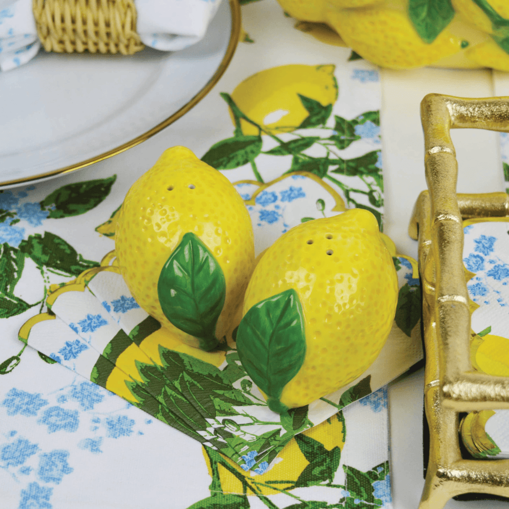 Set of Eight Lemon Floral Reversible Placemats - Placemats & Napkin Rings - The Well Appointed House