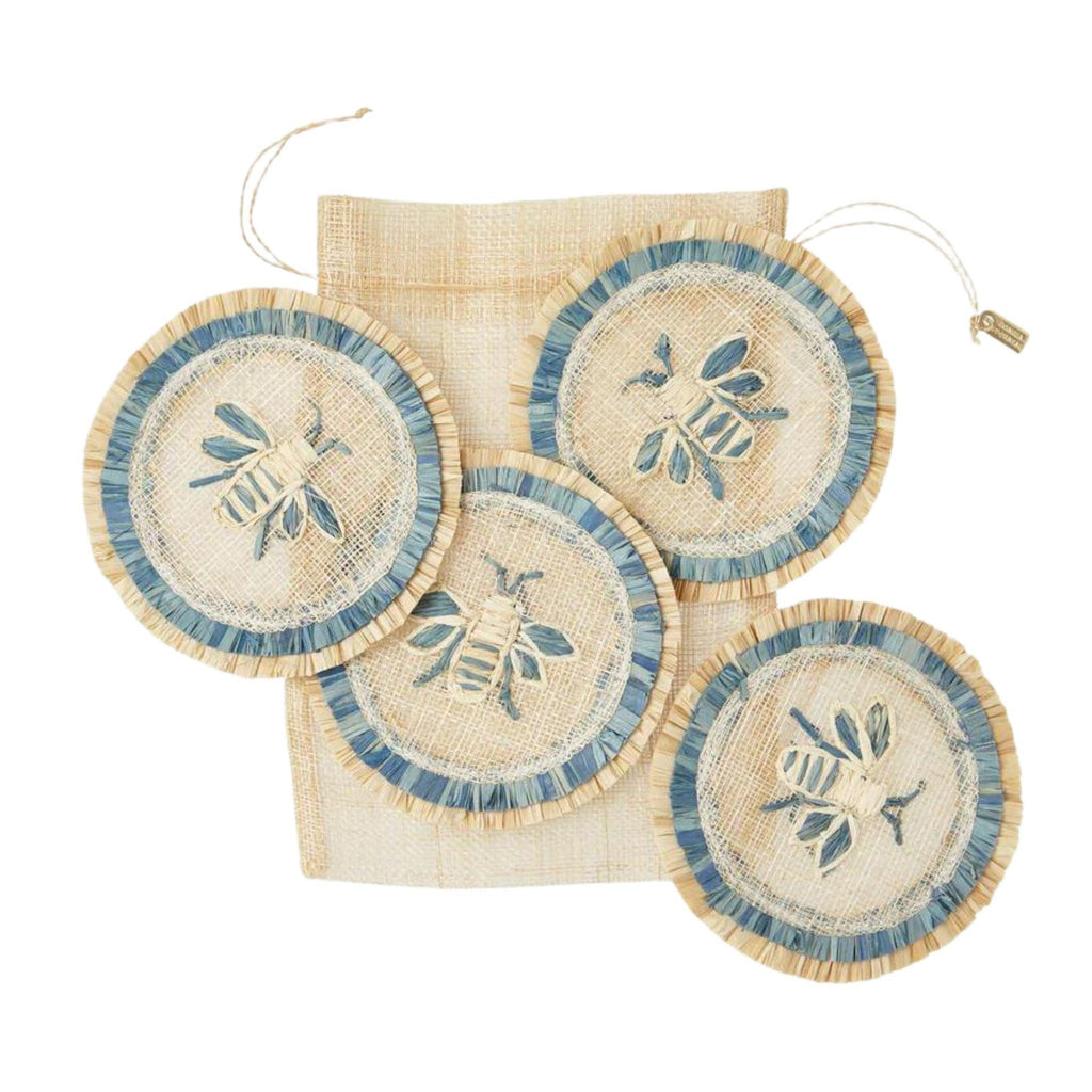 Set of Four Bee Straw Coasters - Coasters - The Well Appointed House