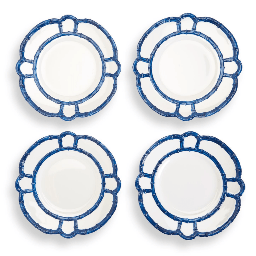 Set of Four Blue Bamboo Touch Melamine Dinner Plates - Dinnerware - The Well Appointed House