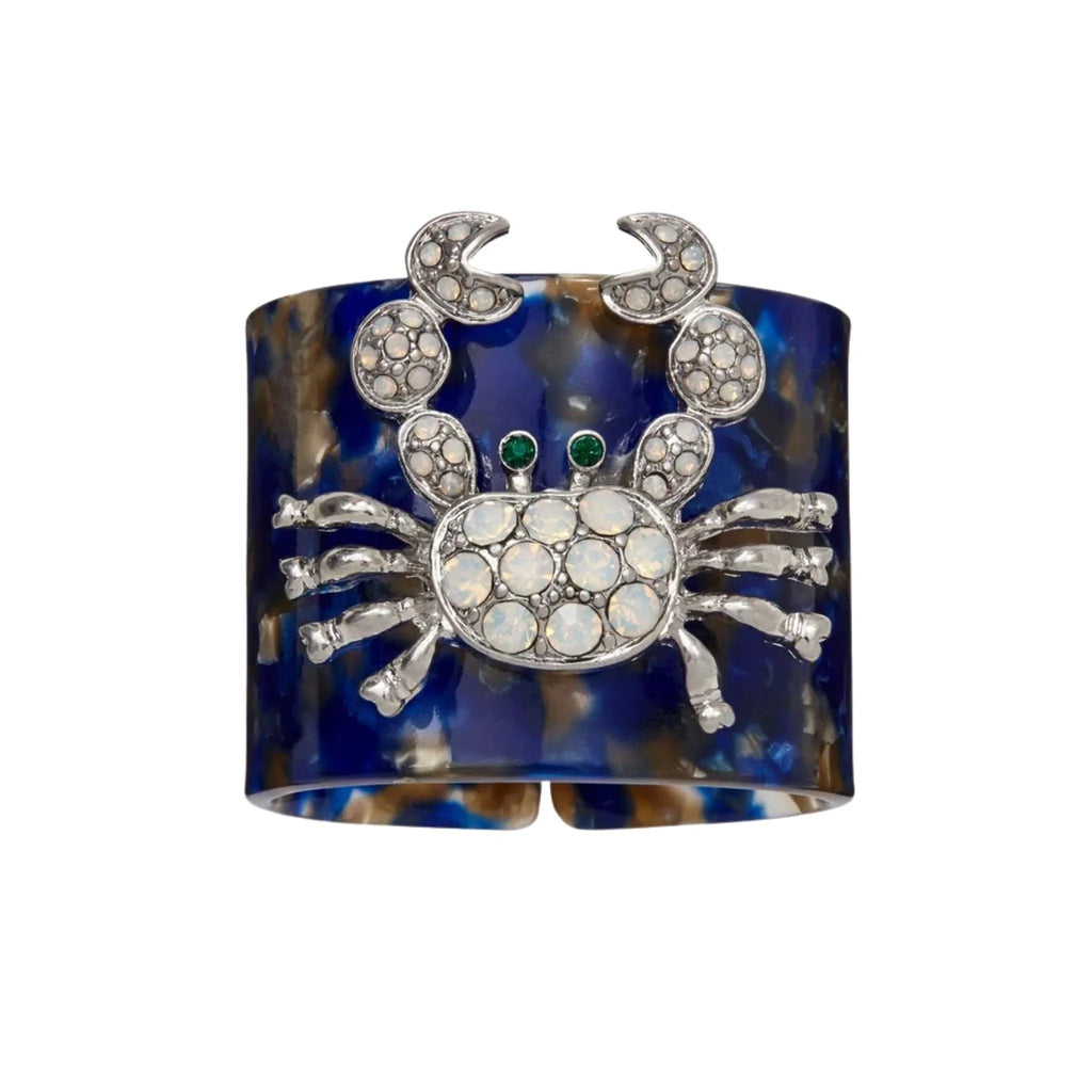 Set of Four Blue Tortoise Shell Resin Crab Napkin Rings - Placemats & Napkin Rings - The Well Appointed House