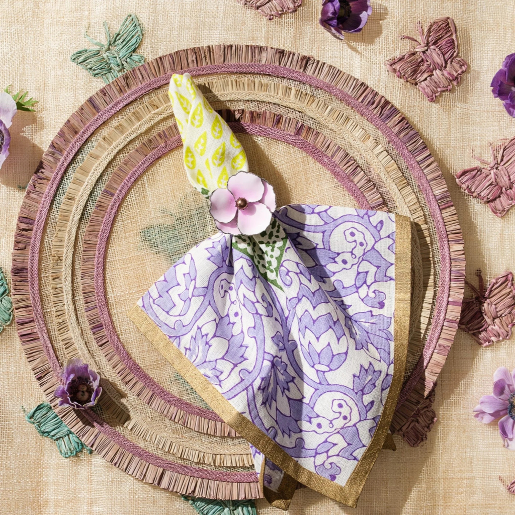 Enamel Flower Napkin Rings in Pink, Set of Four - The Well Appointed House 