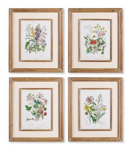 Set of Four Framed and Matted Floral Prints - Paintings - The Well Appointed House
