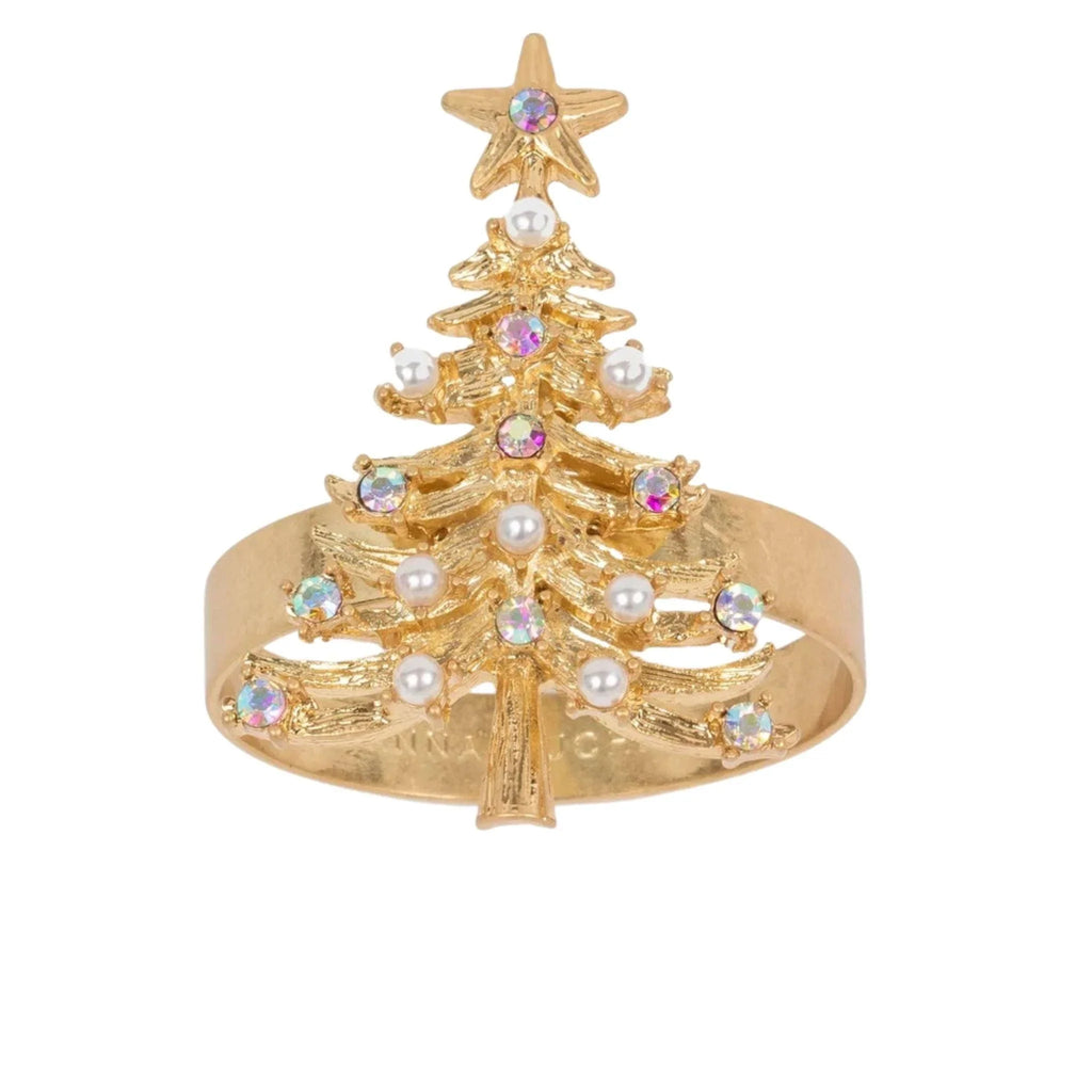 Set of Four Gold Christmas Tree Skinny Napkin Rings - Napkin Rings - The Well Appointed House