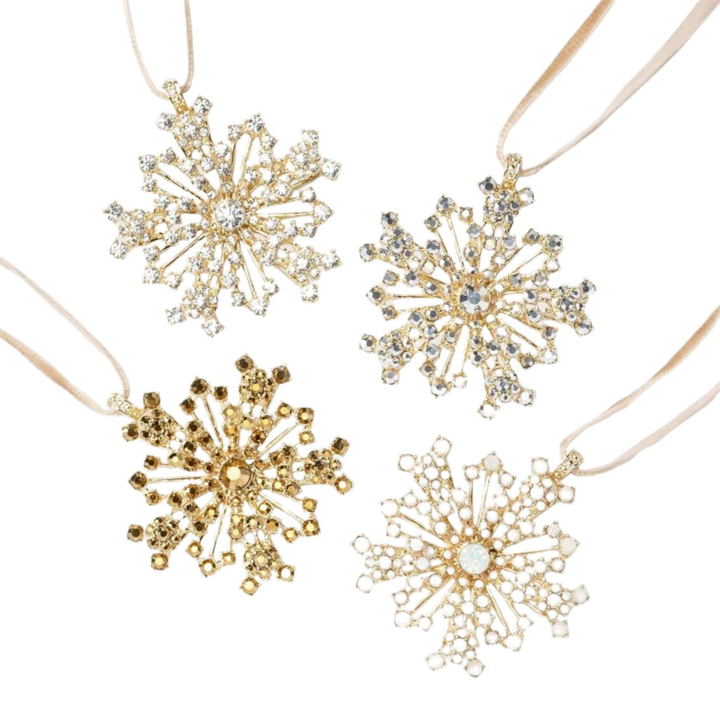 Set of Four Hanging Sparkle Snowflake Ornament - Christmas Ornaments - The Well Appointed House