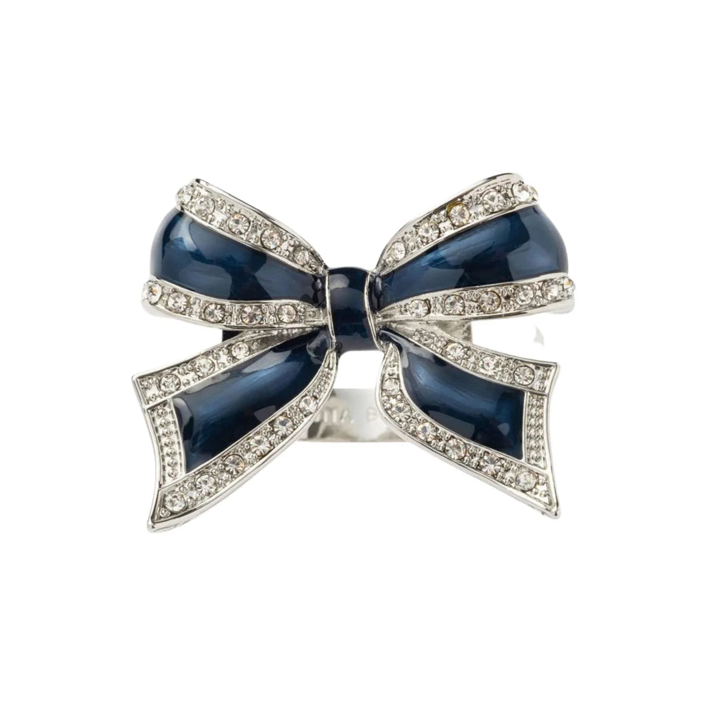 Enamel Bow Skinny Napkin Rings, Navy, Set of Four - The Well Appointed House
