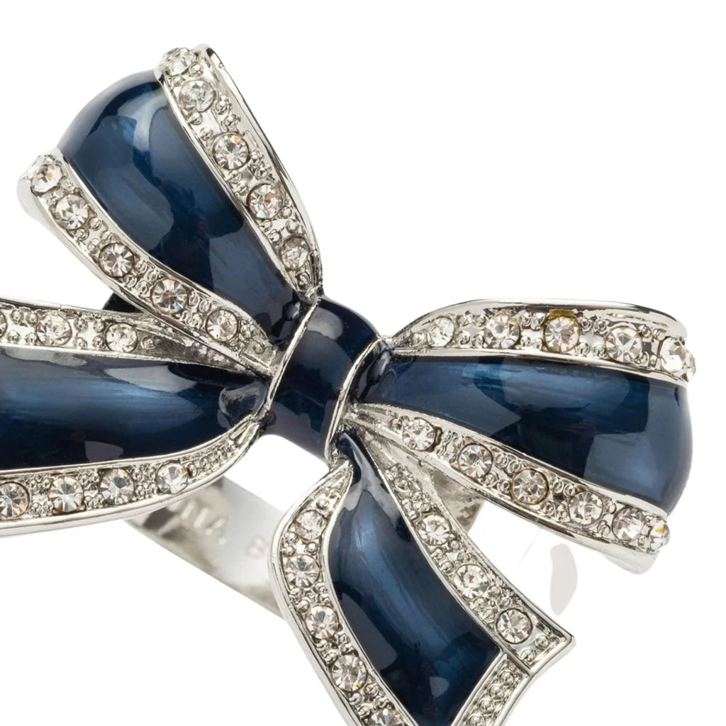 Set of Four Navy Enamel Bow Skinny Napkin Rings - Napkin Rings - The Well Appointed House