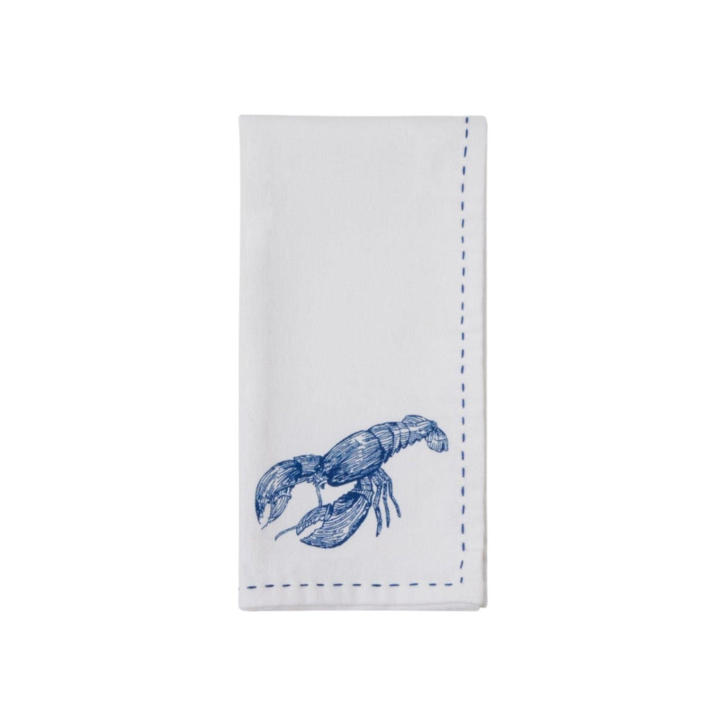 Set of Four White Cotton Napkins Lobster Motif Napkins - Dinner Napkins - The Well Appointed House