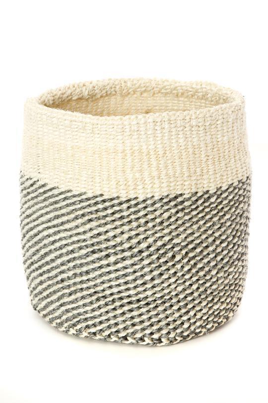 Set of Three Gray and Cream Twill Sisal African Nesting Baskets - Baskets & Bins - The Well Appointed House