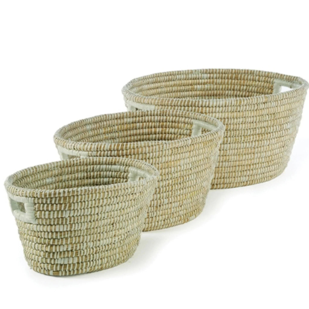 Set of Three River Grass Oval Baskets with Handles - Baskets & Bins - The Well Appointed House