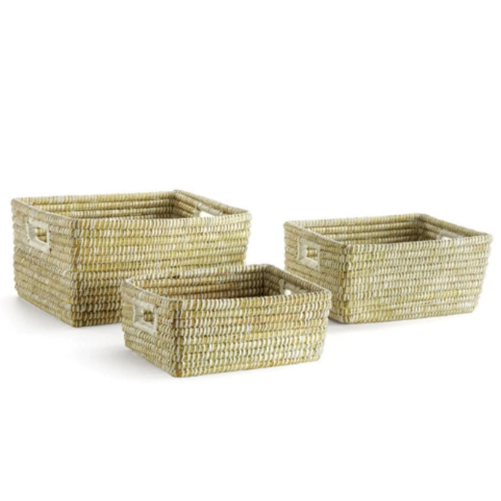 Set of Three River Grass Rectangular Storage Baskets with Handles - Baskets & Bins - The Well Appointed House