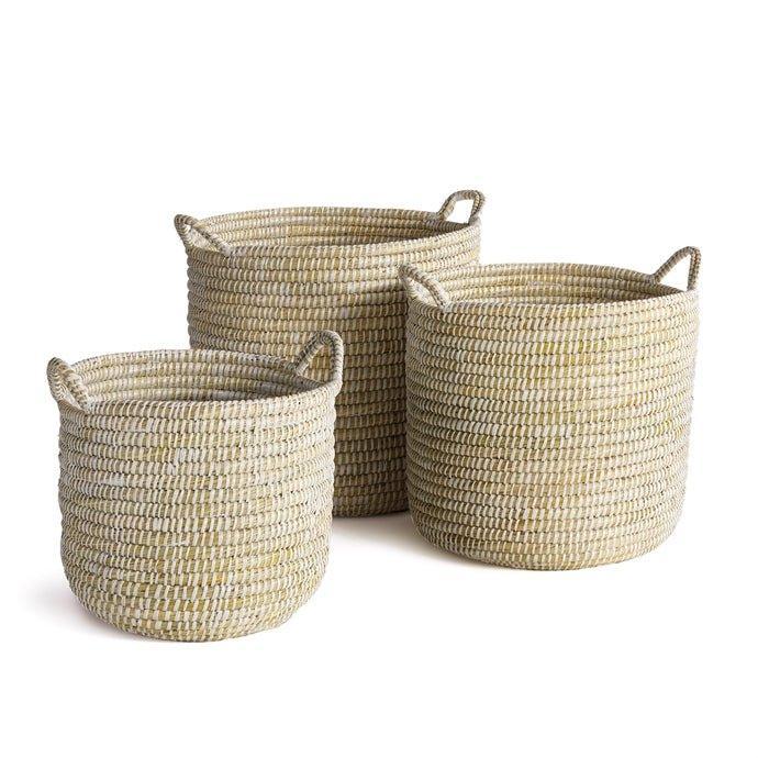 Set of Three Round Rivergrass Storage Baskets with Handles - Baskets & Bins - The Well Appointed House