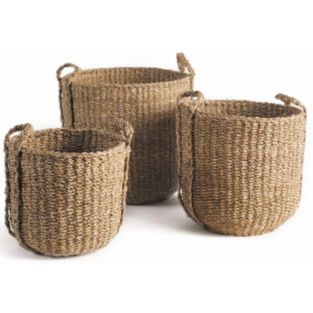 Set of Three Seagrass Round Drum Baskets - Baskets & Bins - The Well Appointed House