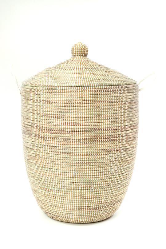 Set of Three Solid White Handcrafted Woven Hampers - Hampers - The Well Appointed House