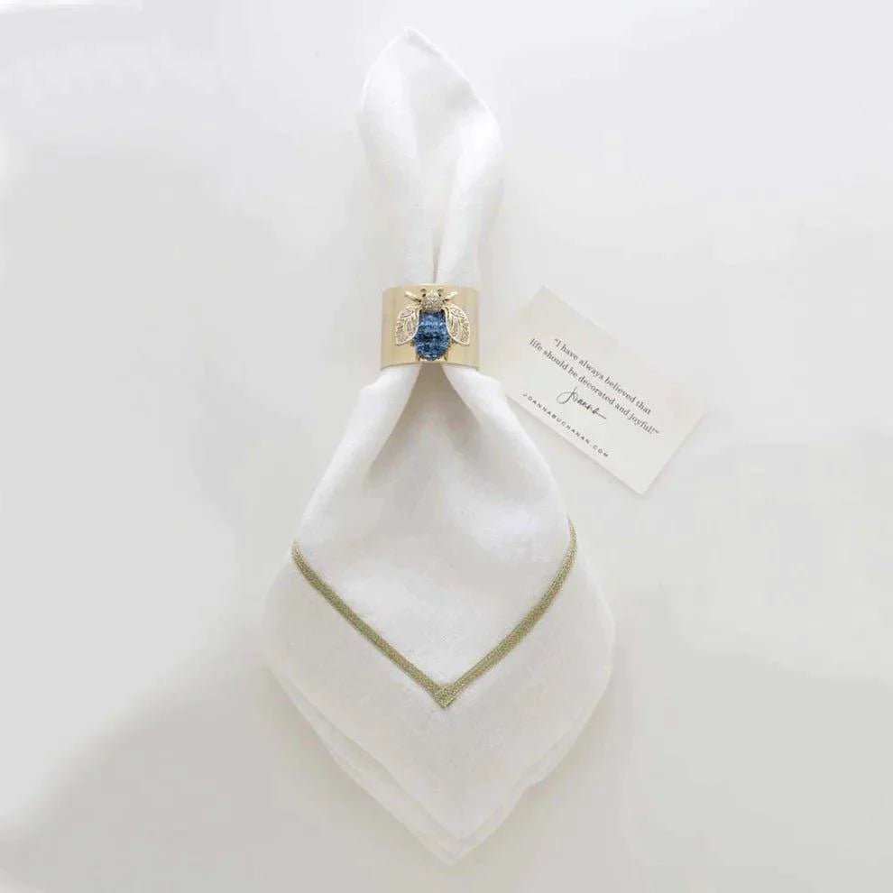 Set of Two Blue Sparkle Bee Napkin Rings - Napkin Rings - The Well Appointed House