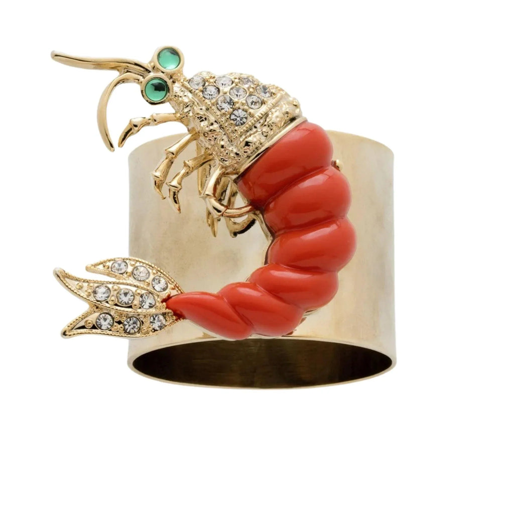 Set of Two Coral Shrimp Napkin Rings - Placemats & Napkin Rings - The Well Appointed House