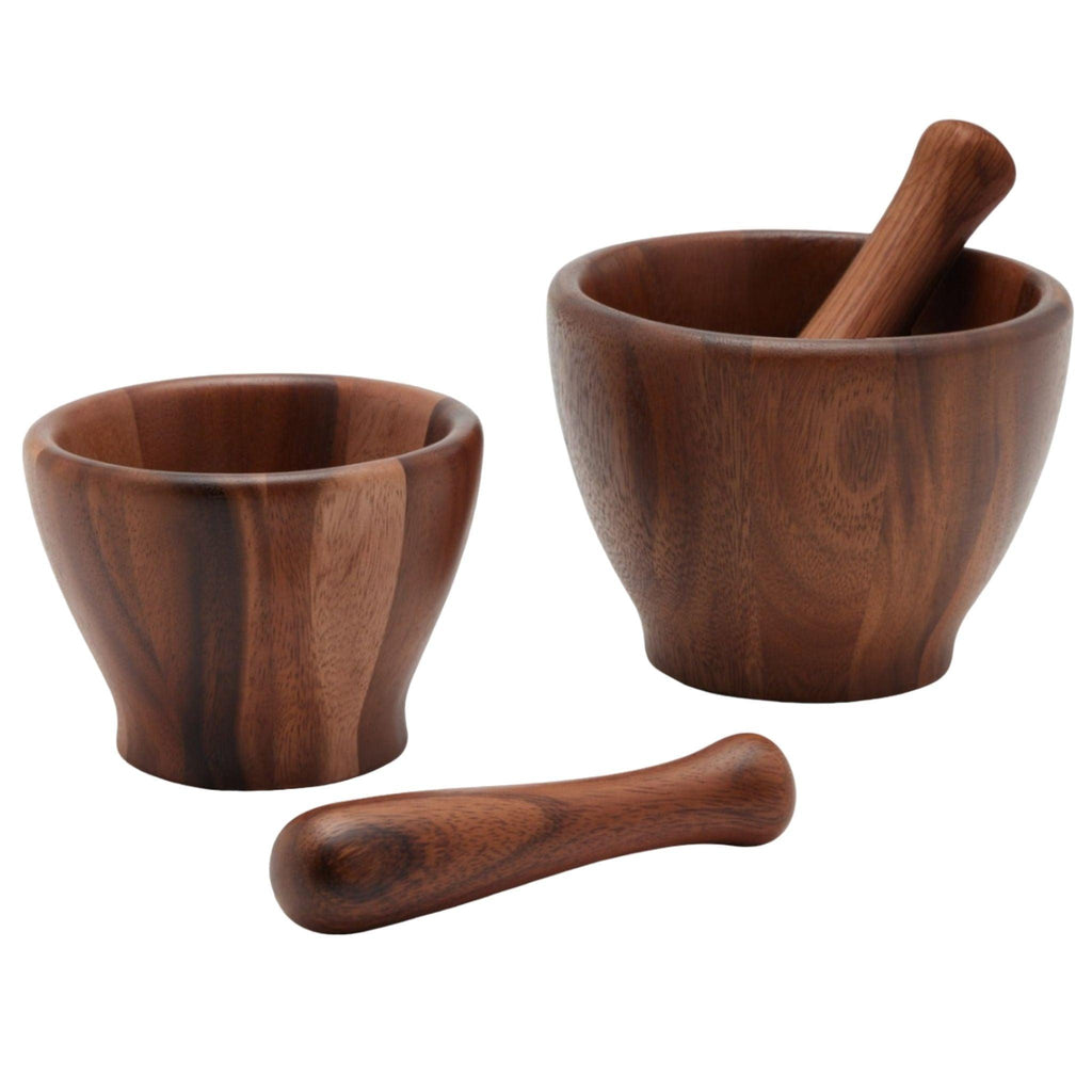 Set of Two Dark Acacia Mortar and Pestle - Baking & Cookware - The Well Appointed House