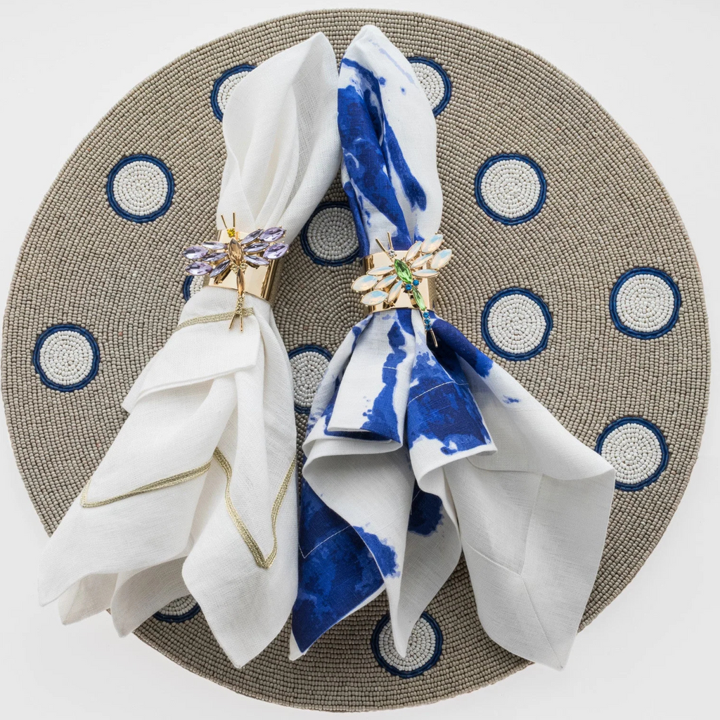 Dragonfly Napkin Rings, Opal, Set of Two - The Well Appointed House 