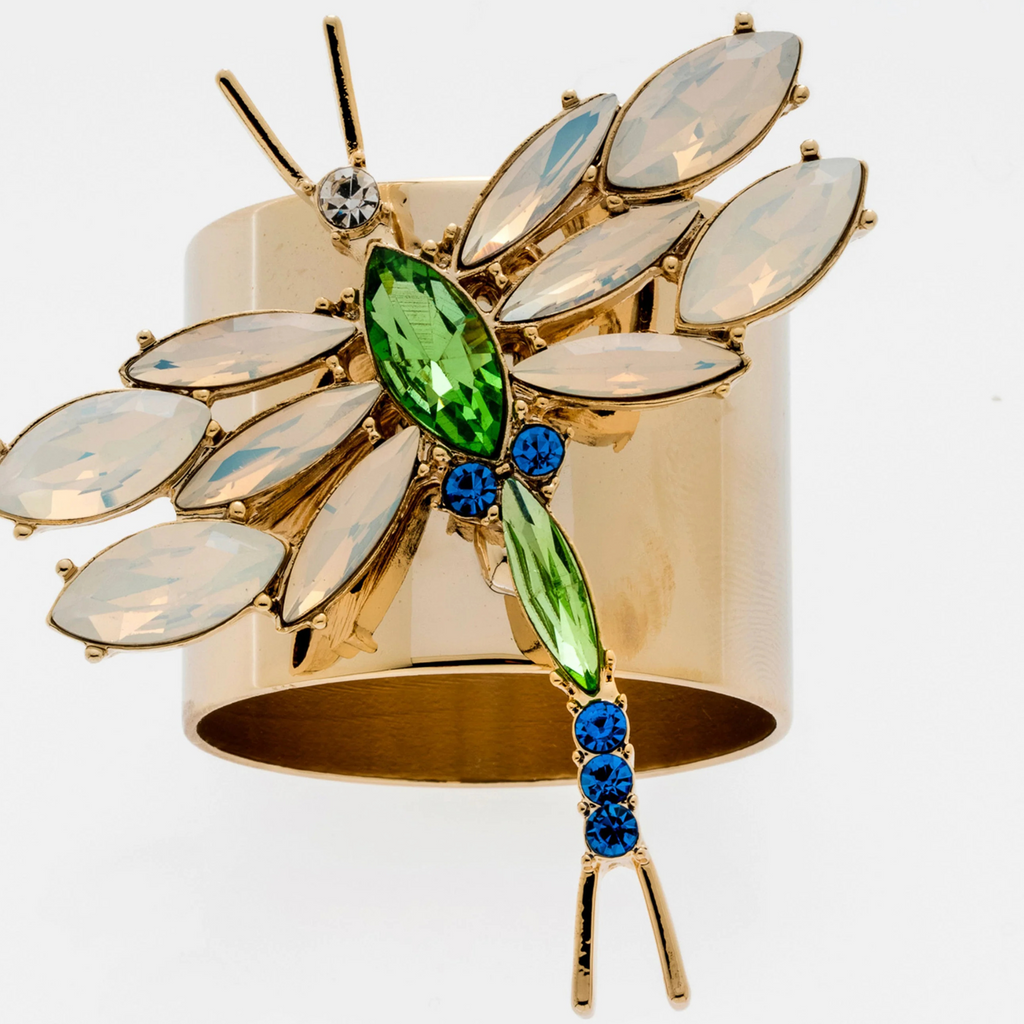 Dragonfly Napkin Rings, Opal, Set of Two - The Well Appointed House 