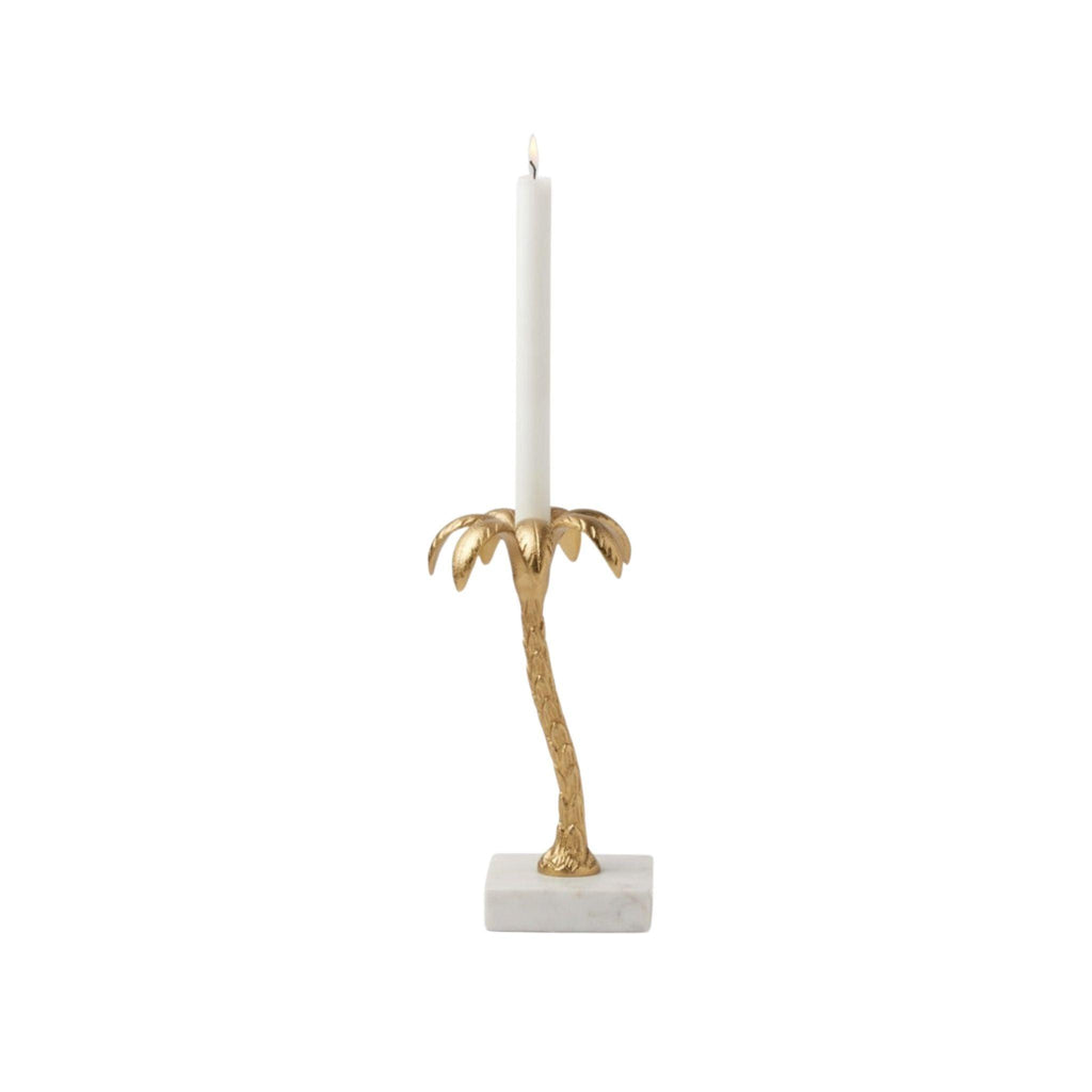 Set of Two Gold and White Palm Tree Candle Holder-Available in Two Different Sizes - Candlesticks & Candles - The Well Appointed House