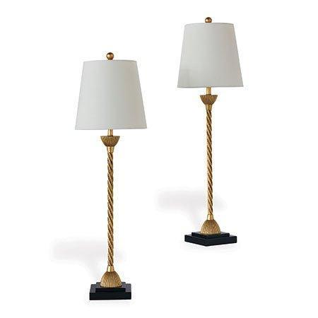 Set of Two Gold Buffet Lamps With Black Bases - Table Lamps - The Well Appointed House