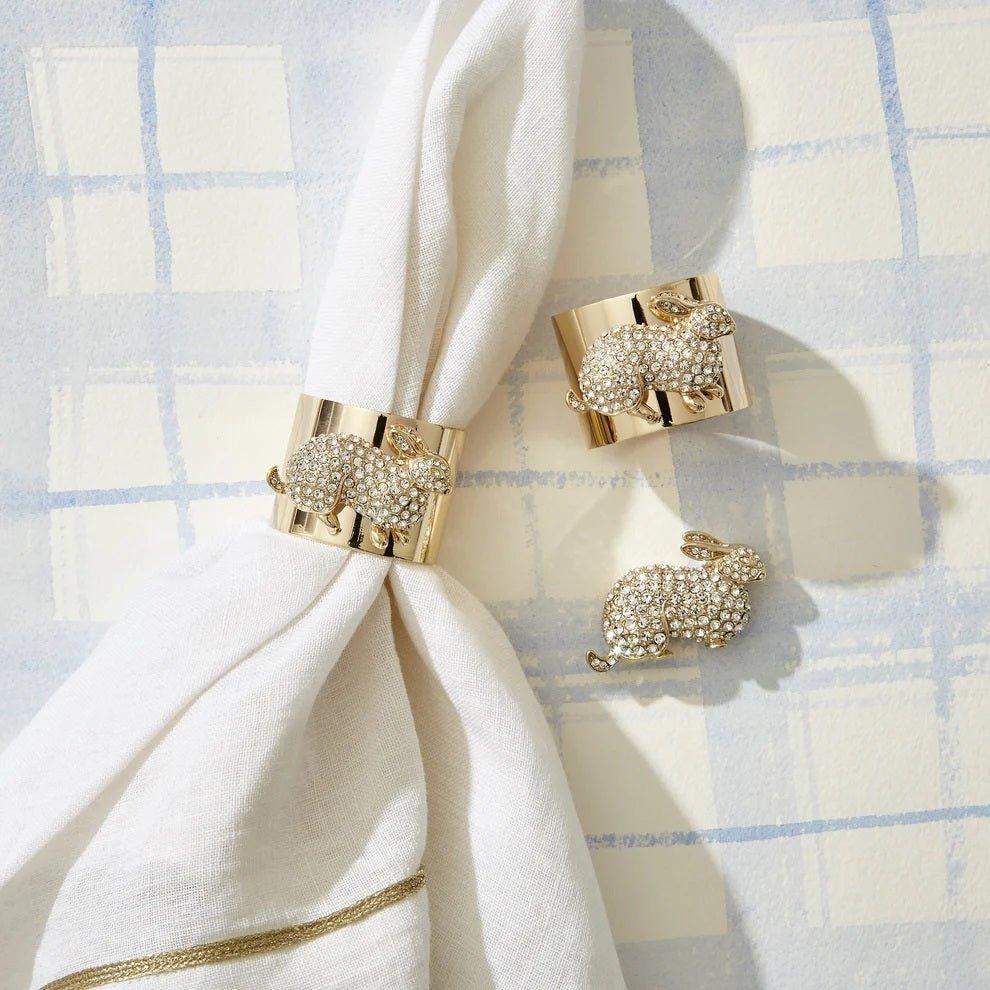 Set of Two Gold Bunny Napkin Rings - Placemats & Napkin Rings - The Well Appointed House