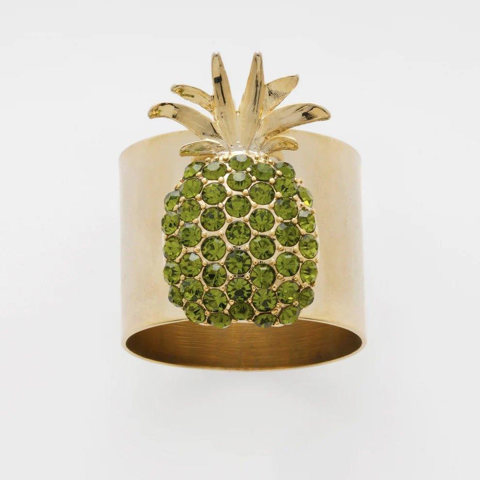Set of Two Green Pineapple Napkin Rings - Placemats & Napkin Rings - The Well Appointed House