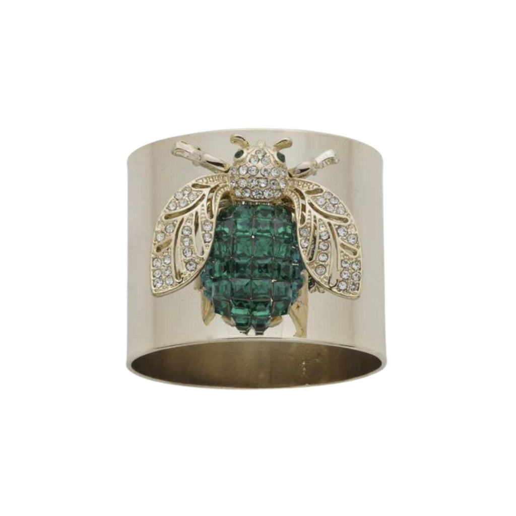 Set of Two Green Sparkle Bee Napkin Rings - Napkin Rings - The Well Appointed House