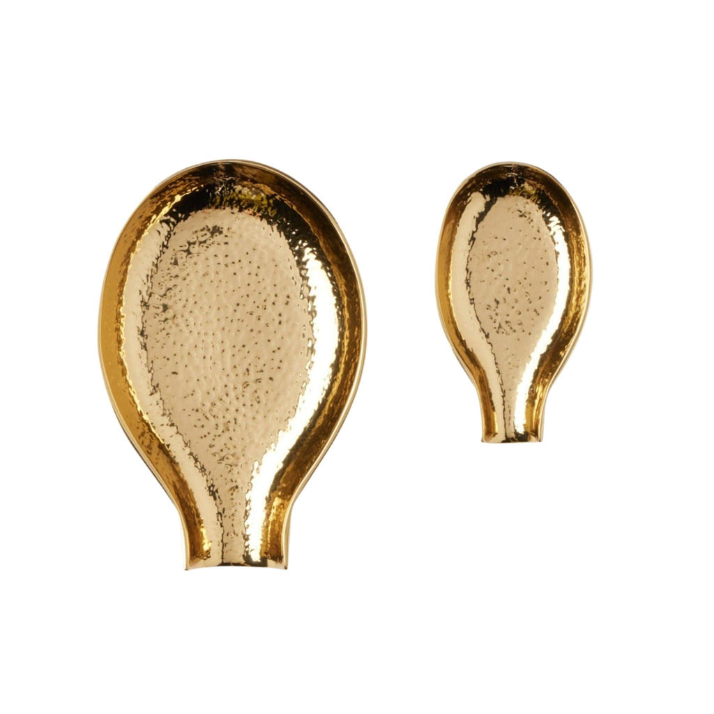 Set of Two Hammered Brass Spoon Rests - Kitchen Accents - The Well Appointed House