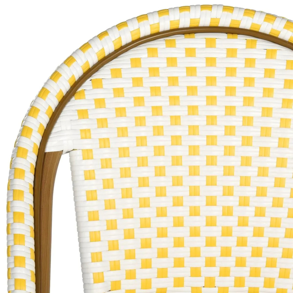 Set of Two Indoor-Outdoor Stacking Side Chairs in Yellow and White - Outdoor Dining Tables & Chairs - The Well Appointed House