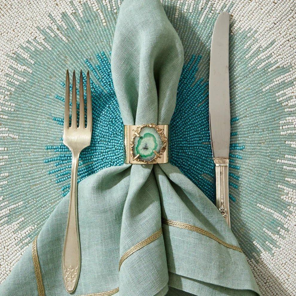 Set of Two Sea Foam Green Linen Dinner Napkins - Dinner Napkins - The Well Appointed House