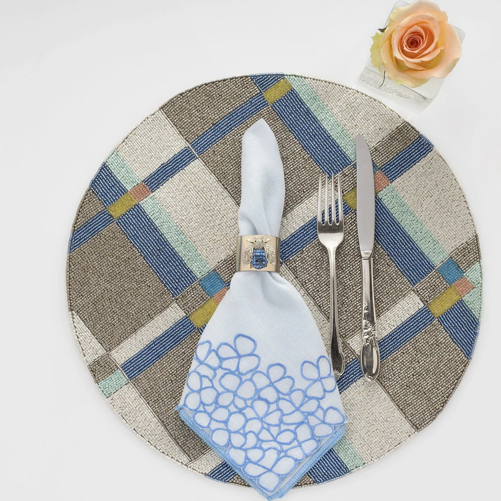 Sparkle Bee Napkin Rings in Blue, Set of Two - The Well Appointed House 