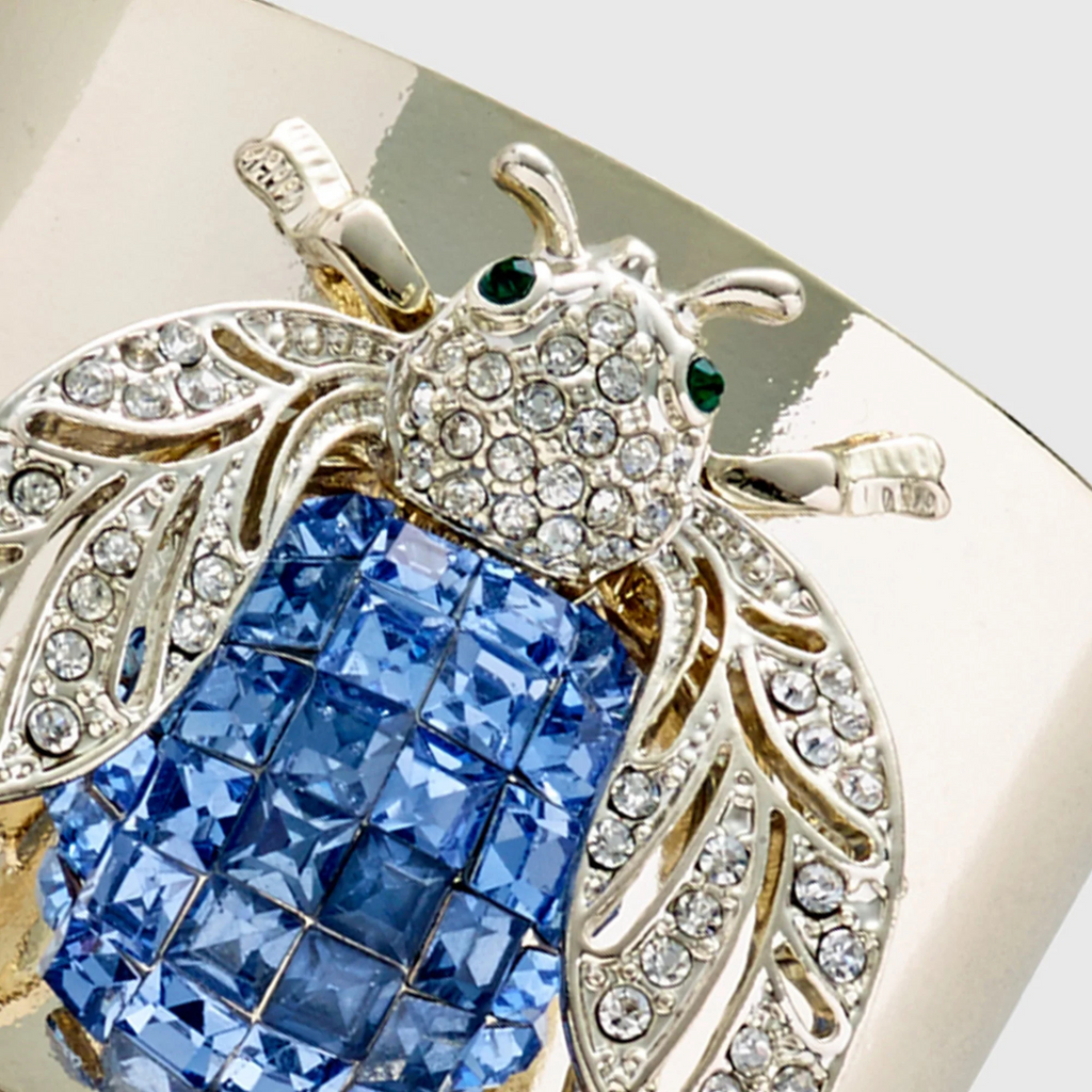 Sparkle Bee Napkin Rings in Blue, Set of Two - The Well Appointed House 