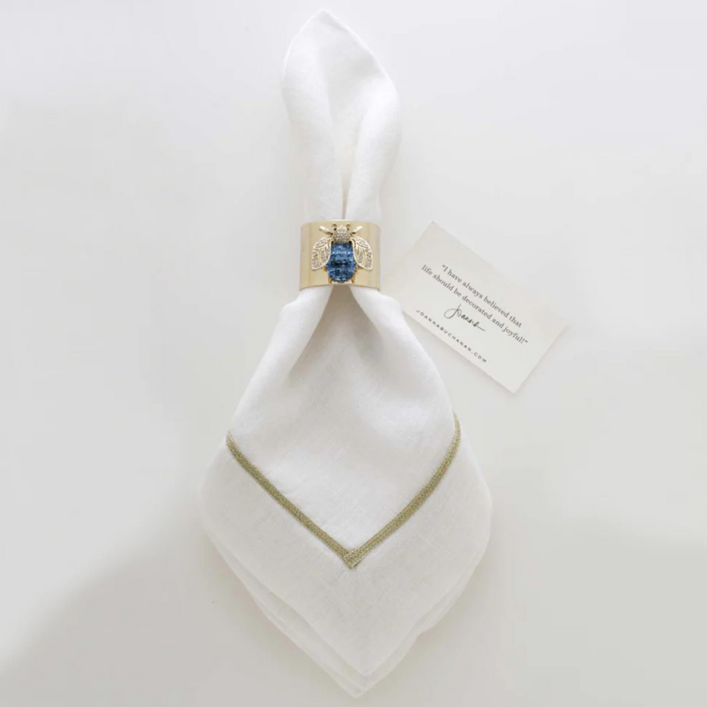 Sparkle Bee Napkin Rings in Blue, Set of Two - The Well Appointed House 