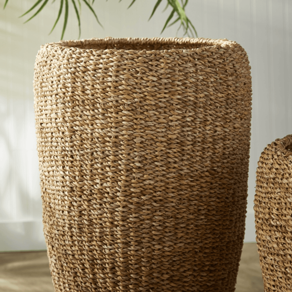 Set of Two Tall Round Seagrass Planters - Indoor Planters - The Well Appointed House