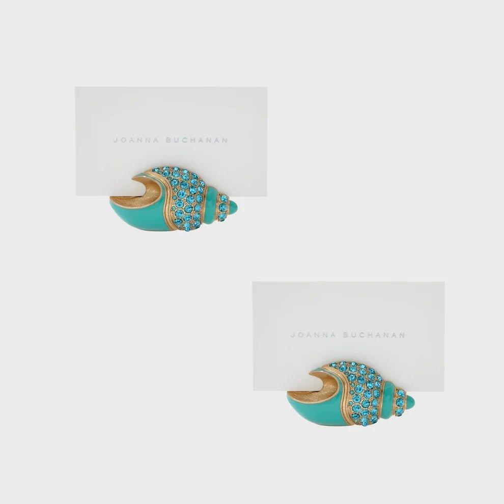 Set of Two Turquoise Shell Place Card Holders - Placecard Holders - The Well Appointed House