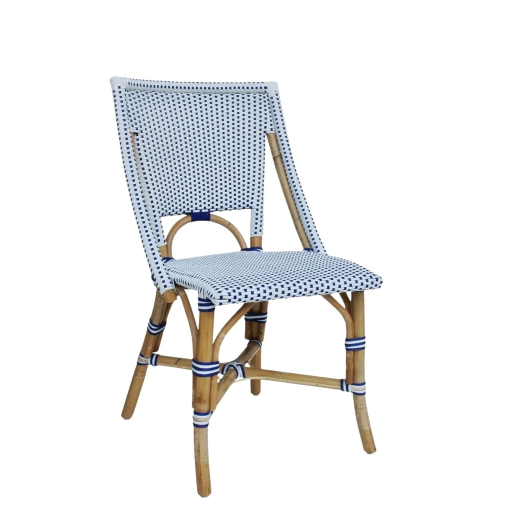 Set of Two White and Navy Blue Bistro Side Chairs - Dining Chairs - The Well Appointed House