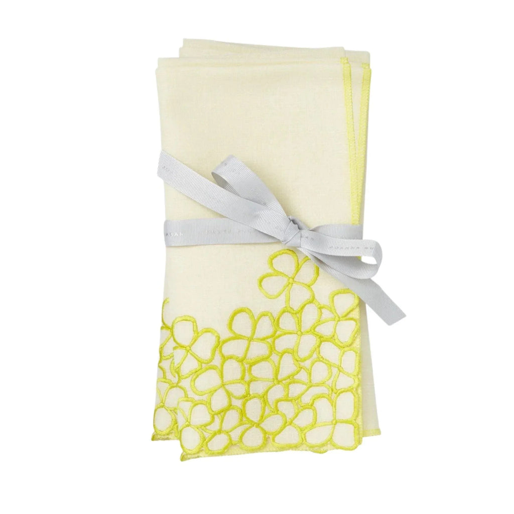 Set of Two Yellow Hydrangea Dinner Napkins - Dinner Napkins - The Well Appointed House