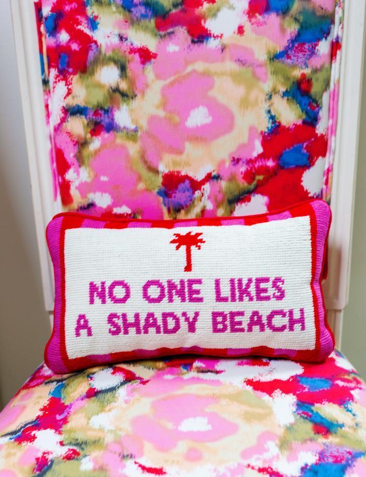Shady Beach Quote Needlepoint Pillow - Pillows - The Well Appointed House