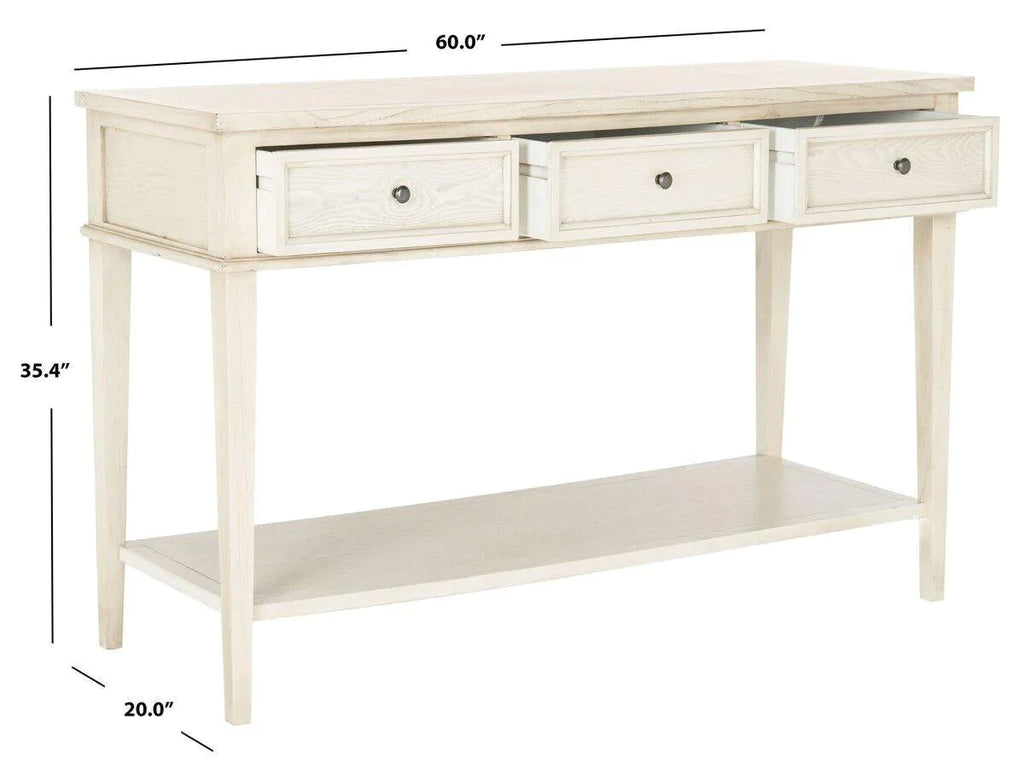 Shaker Inspired Console Table in Whitewashed Elm Wood - Sideboards & Consoles - The Well Appointed House