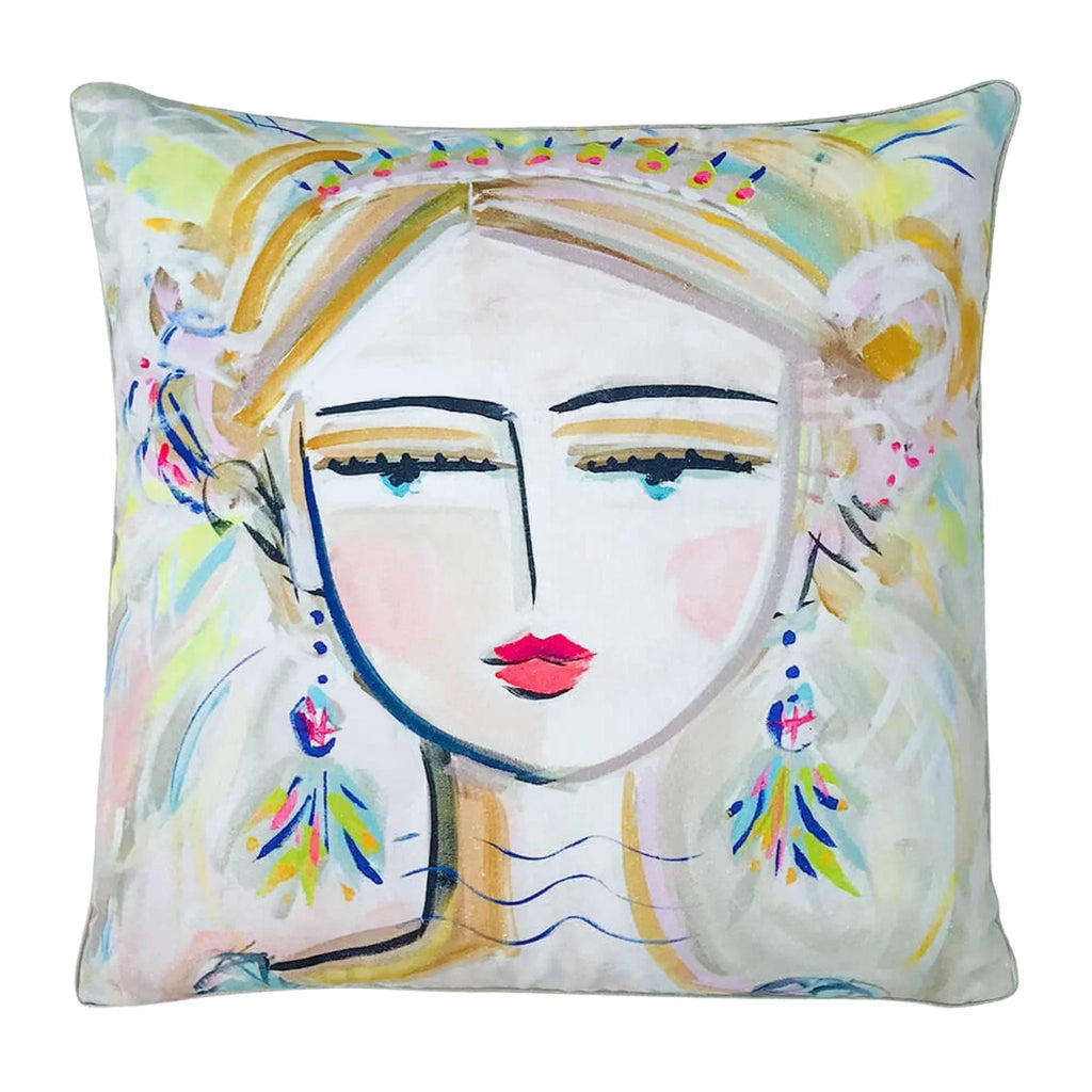 She is Fierce Blonde Woman Canvas Throw Pillow - Pillows - The Well Appointed House