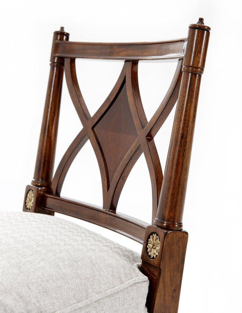 Sheraton's Dainty Carved Gilt Dining Chair With Cushion- Set of Two - Dining Chairs - The Well Appointed House
