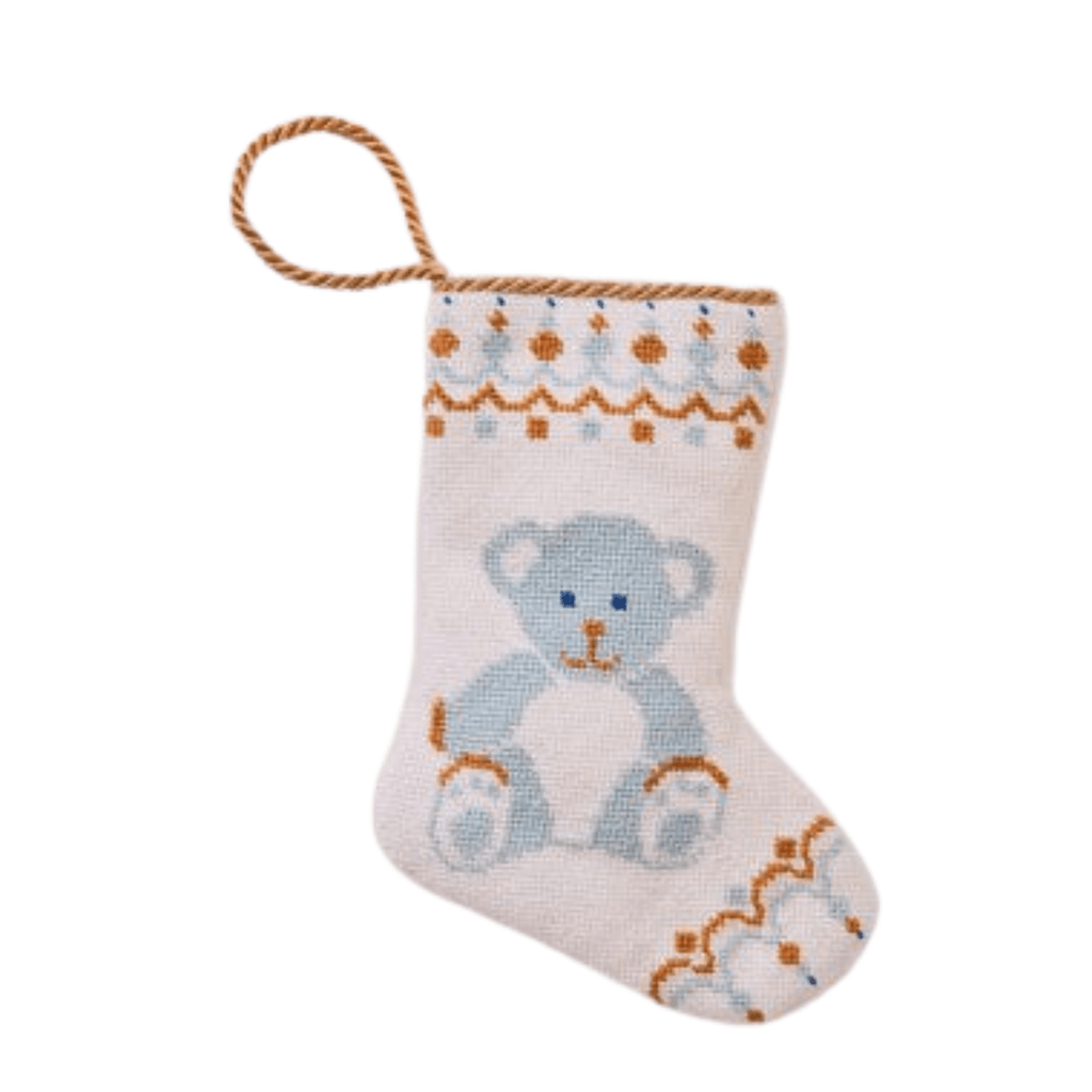 Shuler Studio- Bear-y Christmas in Blue Stocking - Christmas Stockings - The Well Appointed House