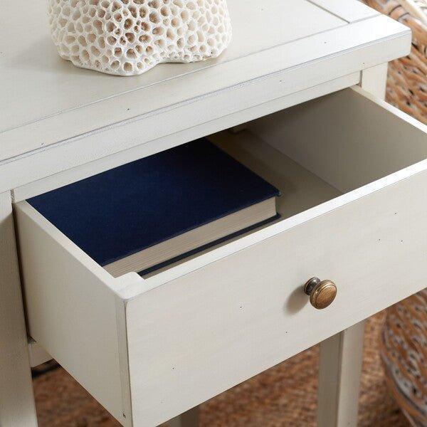 Side Table With Storage Drawer in White With Gold Accents - Side & Accent Tables - The Well Appointed House