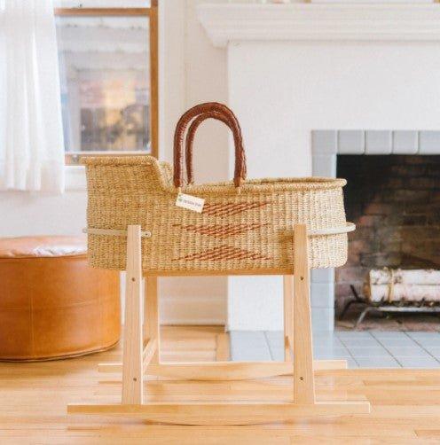 Signature Brown Patterned Moses Basket Bassinet - Little Loves Cribs,Changing Tables & Gliders - The Well Appointed House