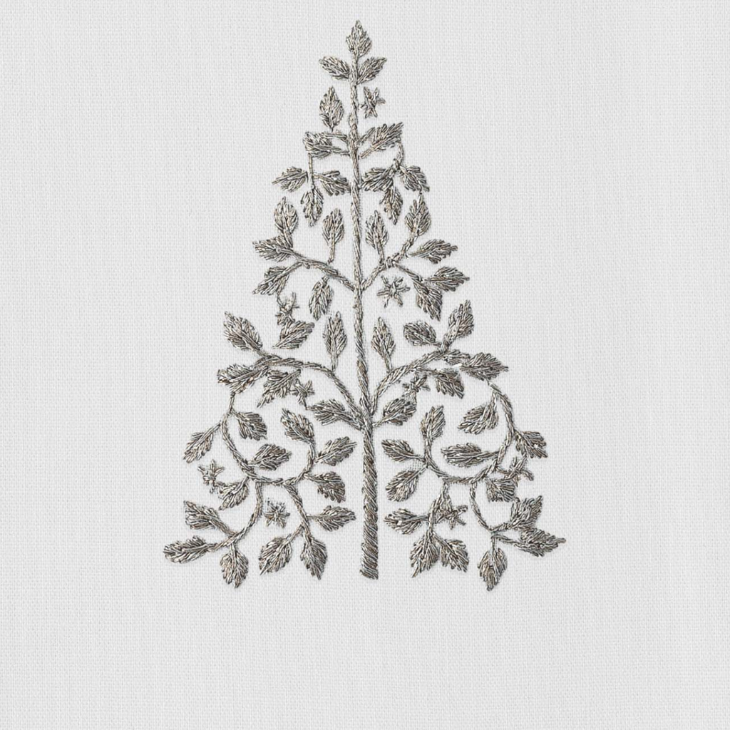 Silver Mod Christmas Tree Dinner Napkin- Set of 4 - Dinner Napkins -  The Well Appointed House
