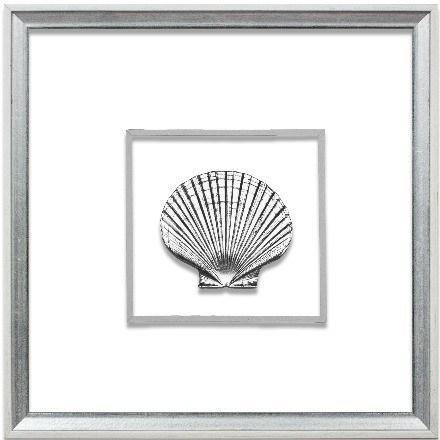 Silver Scallop Shell Coastal Beach Wall Art in White & Silver Frame - Framed Objects, Maps & Posters - The Well Appointed House
