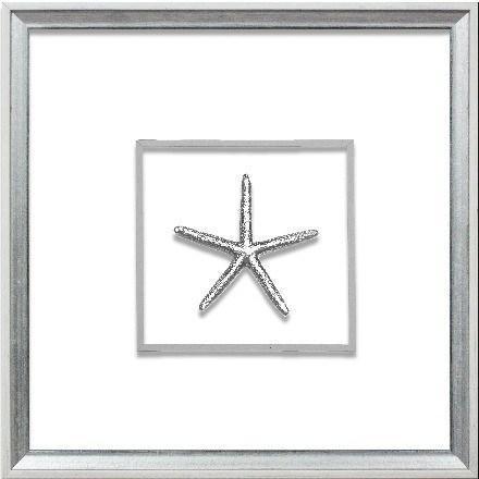 Silver Small Starfish Coastal Beach Wall Art in White & Silver Frame - Framed Objects, Maps & Posters - The Well Appointed House