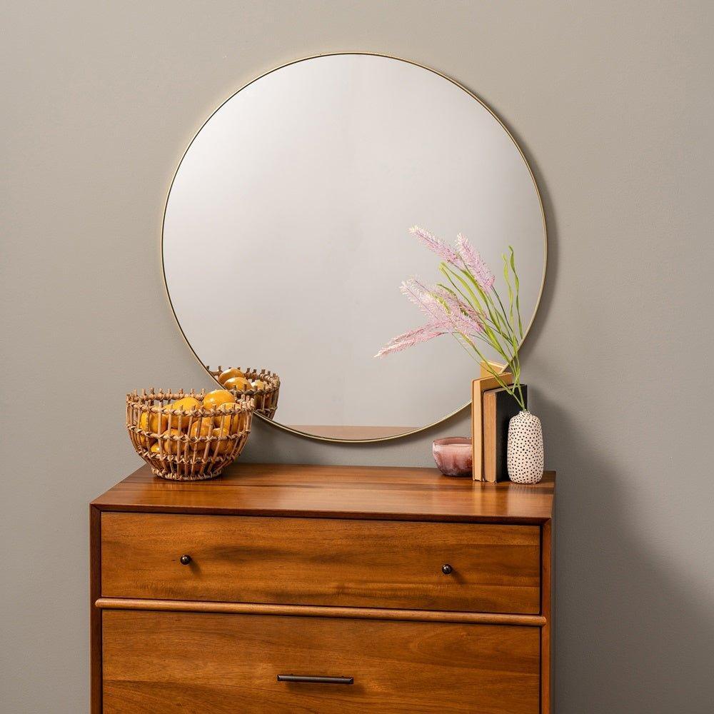 Simple Round Gold Rimmed Wall Mirror - Wall Mirrors - The Well Appointed House